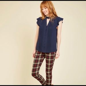 EUC ModCloth Navy Blue Top